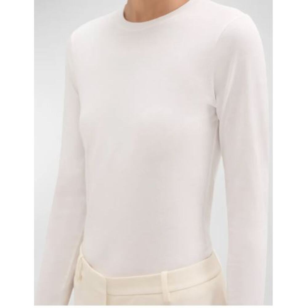 Theory Women's Tiny Long Sleeve 2 Apex Tee Shirt NWT 130 White Sz P